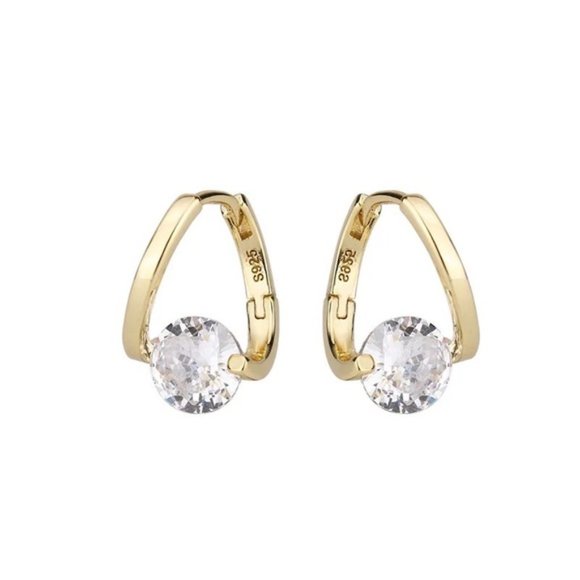 S925 Sterling Silver Love Heart Star White Zircon Earrings Wedding Engagement - Picture 4 of 6